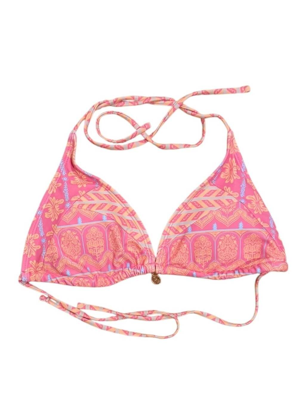 SHEIN Swim Mod Women's Boho Floral Pattern Halter Triangle Bikini Top